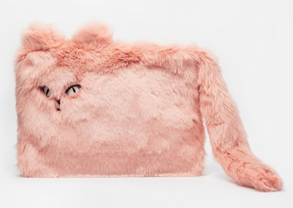 furry cat clutch purse