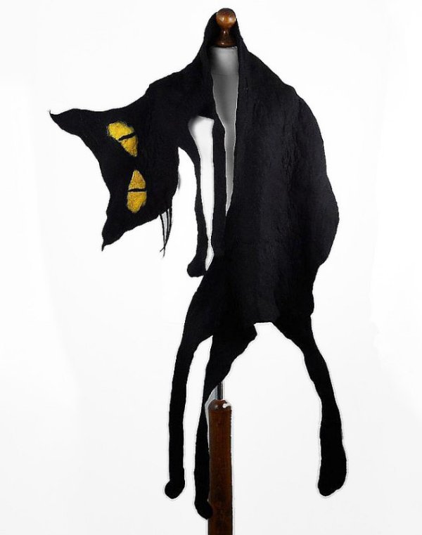 Black Cat Felted Scarf