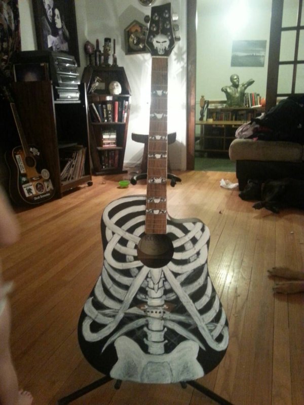 painted skeleton guitar