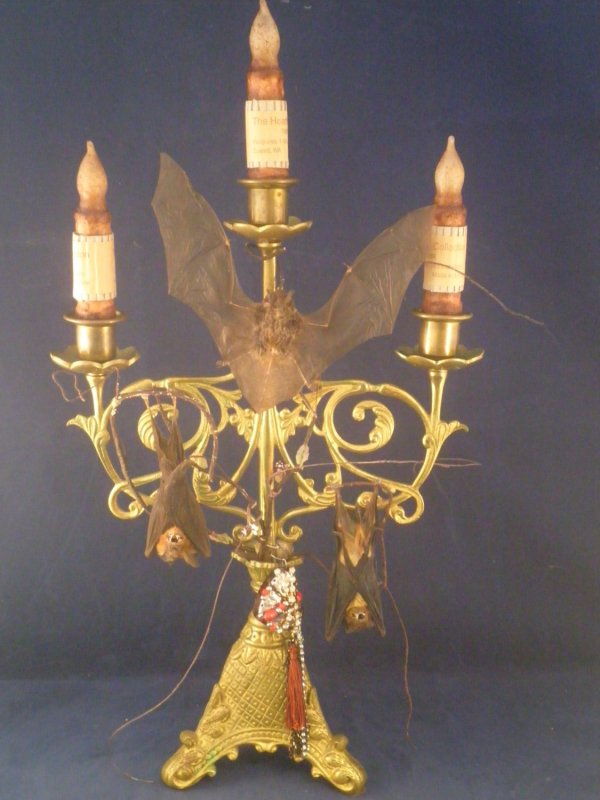 taxidermy bat candelabra