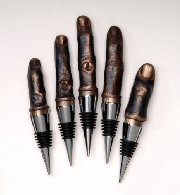 Cast Bronze Finger Wine Stoppers