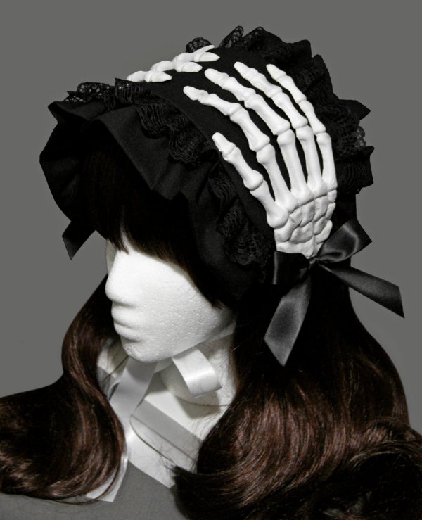 Gothic Skeleton Hands Bonnet