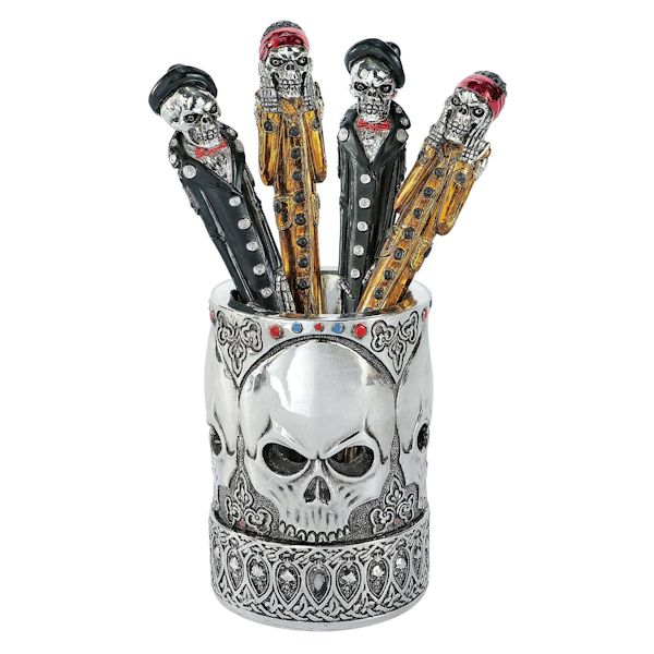 Gothic Skull Vessel and Pen Set