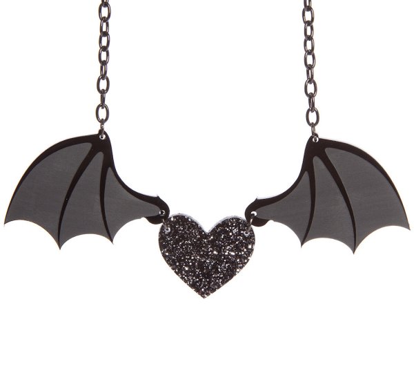 Bat Wing Heart Necklace