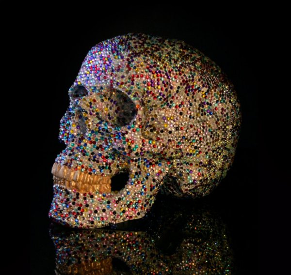 Colorful Embellished Human Skull Replicas
