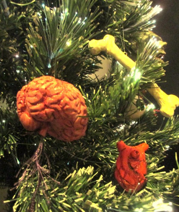 Zombie Brain Christmas Ornaments With Spinal Cords