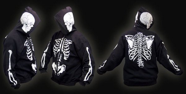 Skeleton Zipper Hoodie In White Bones And Red Bones