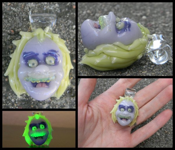 Beetlejuice inspired heady glass pendant
