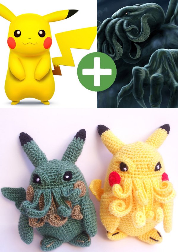 Pikachu Cthulhu Mashup Crochet Doll