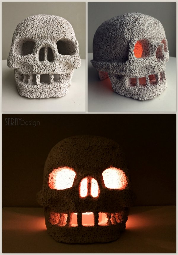 Pumice Stone Skull Candle Holder