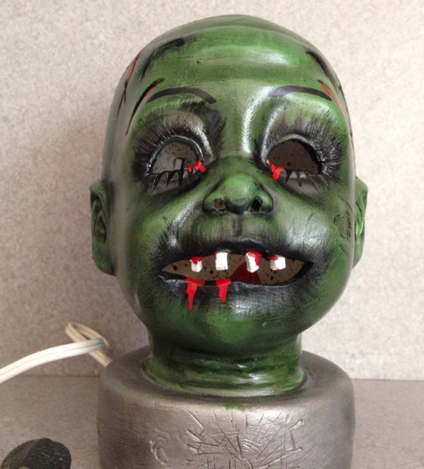 Weird Franken-Baby Doll Head Lamp