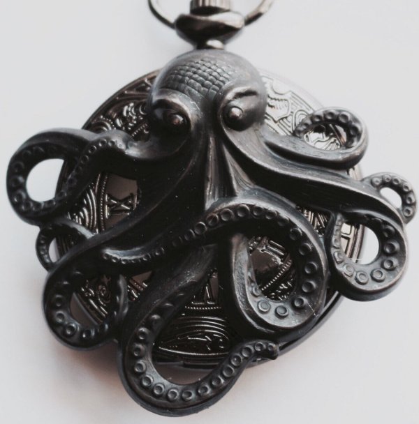 Black Octopus Victorian Style Pocket Watch