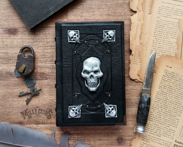 Gothic Black Leather Skull Journal