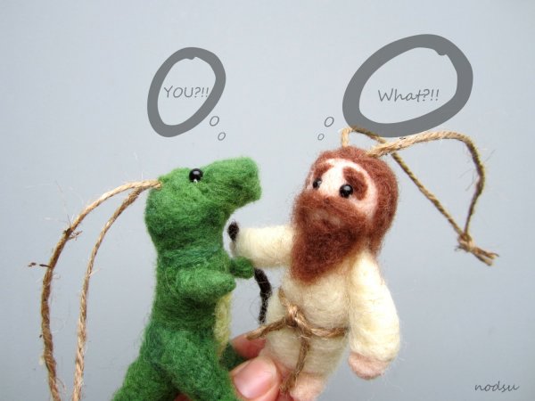Dinosaur and Jesus Christmas Ornament