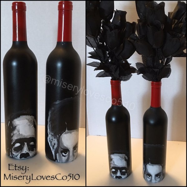 Frankenstein and Bride Wine Bottle Vases