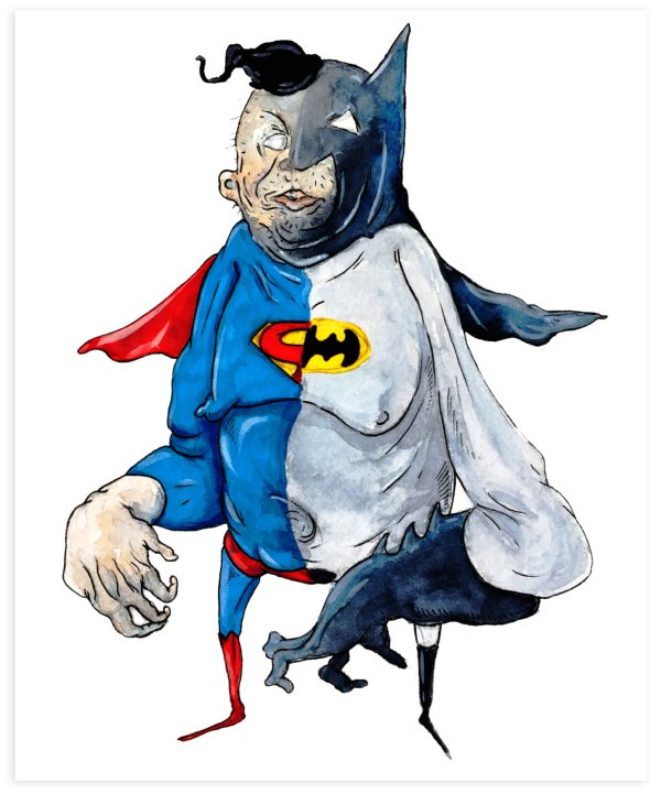 Batman and Superman Drawn As Living Nightmares