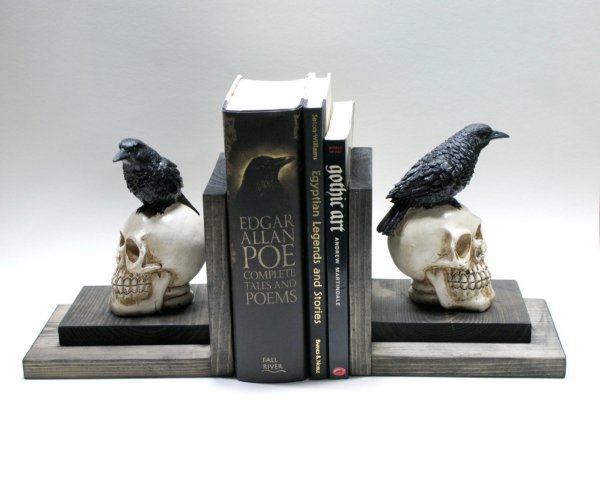 Skulls And Ravens Bookends