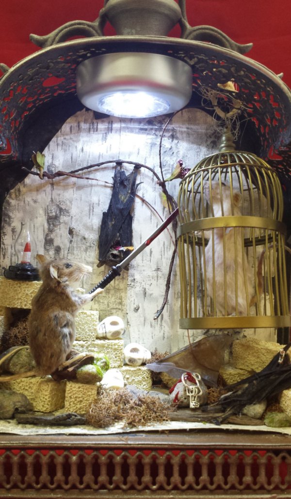 Taxidermy Mice and Bats Torture Chamber Display