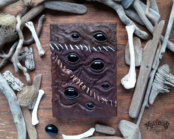 Creepy Creeper Black-Eyed Leather Journal