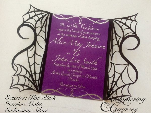 Gothic Spider Web Halloween Wedding Invitations