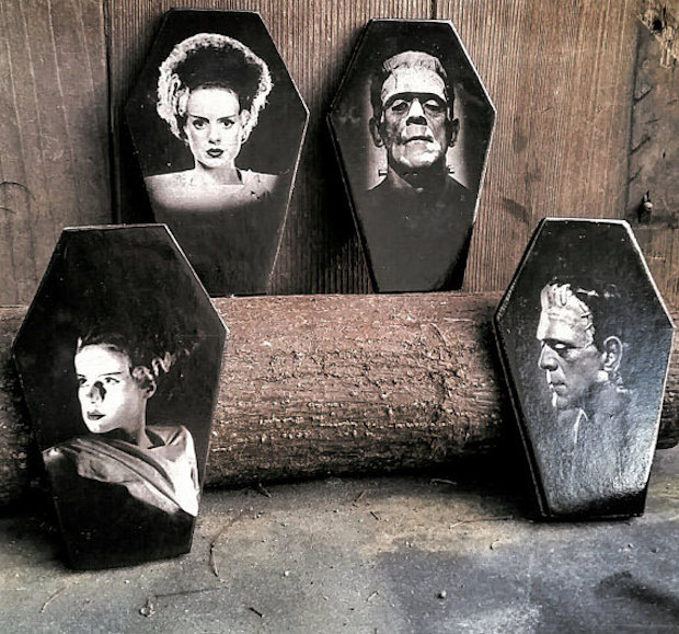 Frankenstein’s Monster and Bride of Frankenstein Coffin Coasters