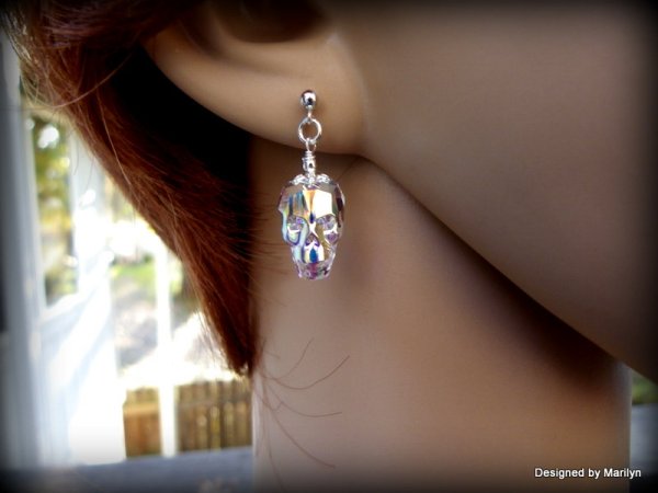 Swarovski Crystal Skull Earrings