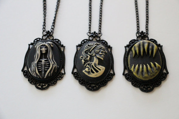 Dark Cameo Skeleton Necklaces