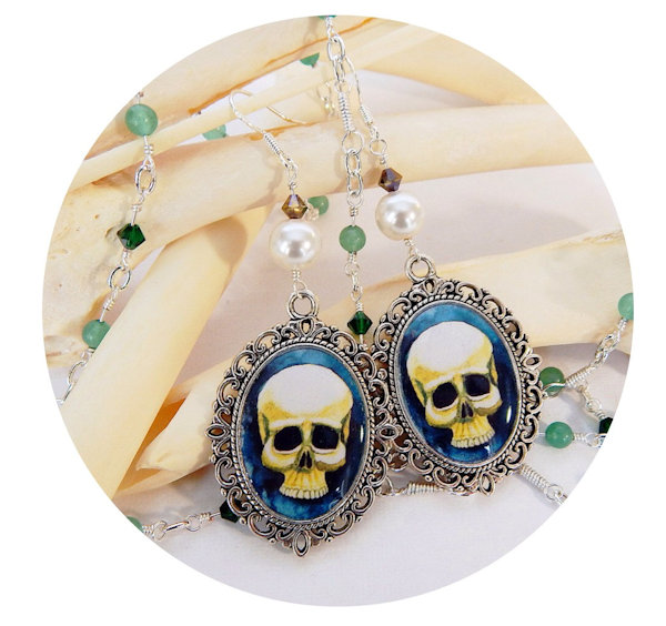 Gothic Skull Cameo Earrings