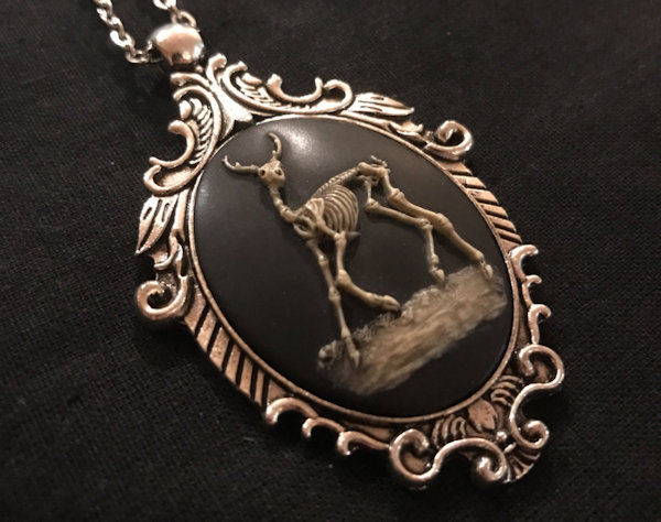 Reindeer Skeleton Cameo Necklace