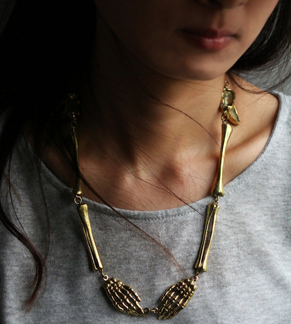 Skeleton Hands and Arms Necklace