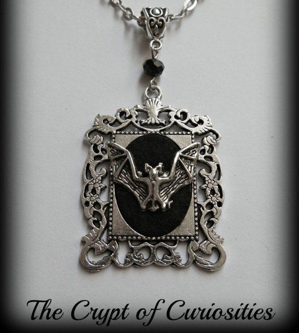 Gothic Bat Cameo Necklace