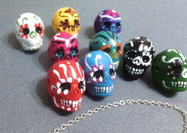 Dia De Los Muertos Sugar Skull Necklaces