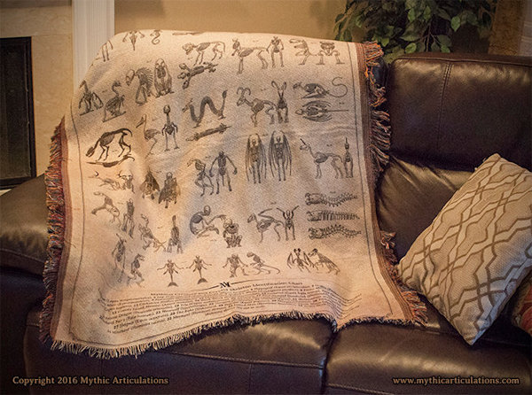 Mythical Creatures and Cryptid Skeleton Throw Blanket