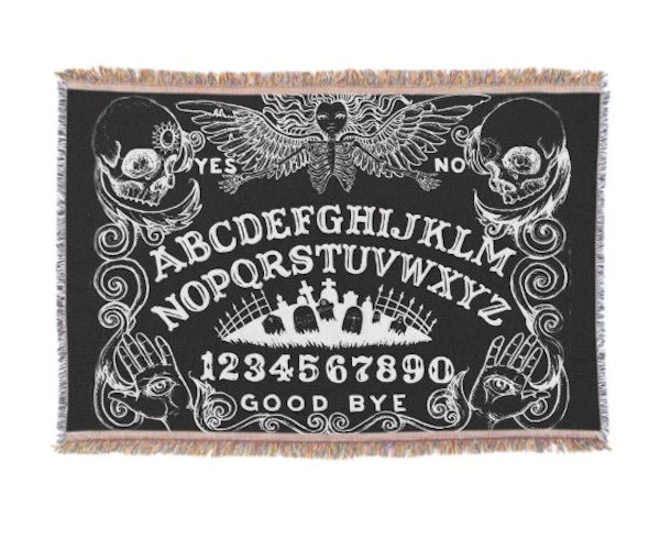 Black Ouija Board Throw Blanket