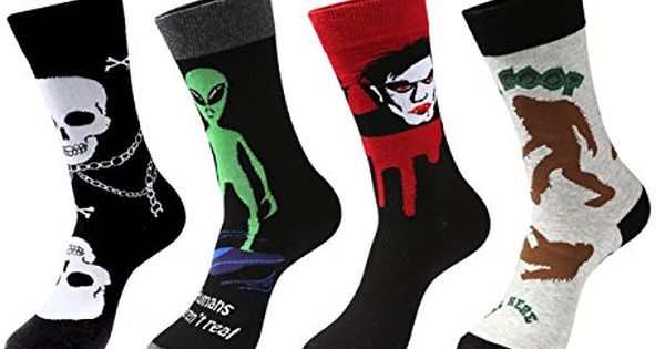 Creepy Variety Pack Of Men's Crew Socks - Monsters And More