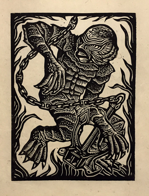 Creature From The Black Lagoon Block Print