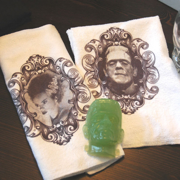 Frankenstein and Bride Bathroom Towel Set with Soap 