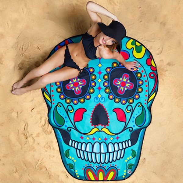 Giant Sugar Skull Beach Blanket
