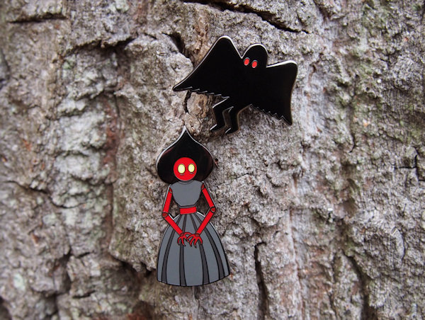 Mothman and Flatwoods Monster Enamel Pins