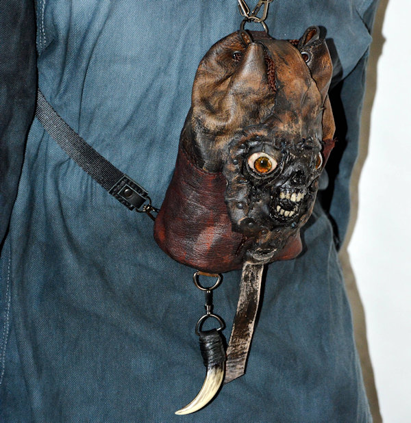 Zombie Skull Leather Backpack