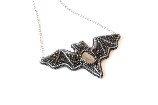 Black Bat Gemstone Pendant