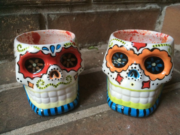 Ceramic Sugar Skull Shot Glasses