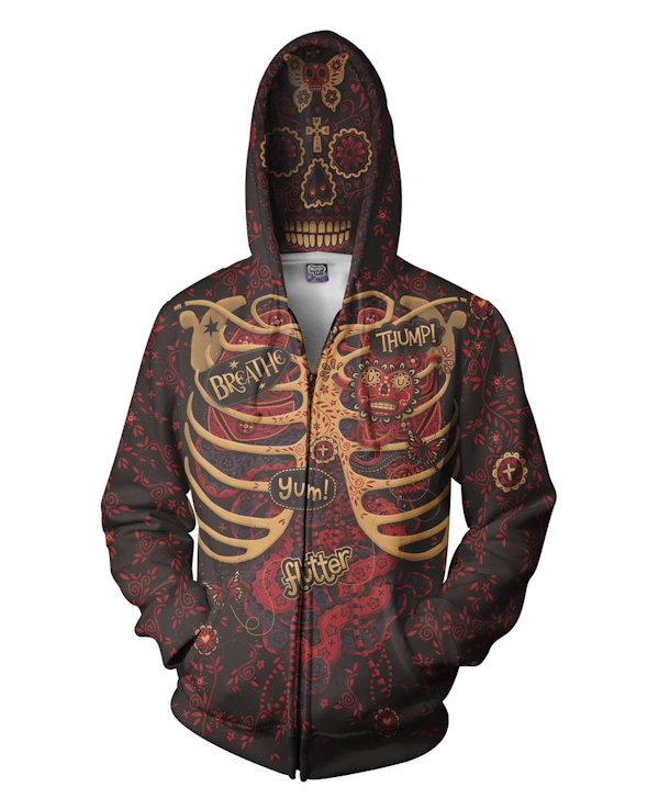 Day of the Dead Anatomy Zip-Up Hoodie