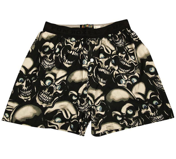 These Men's Boxer Shorts Are Possessed By A Hundred Skulls