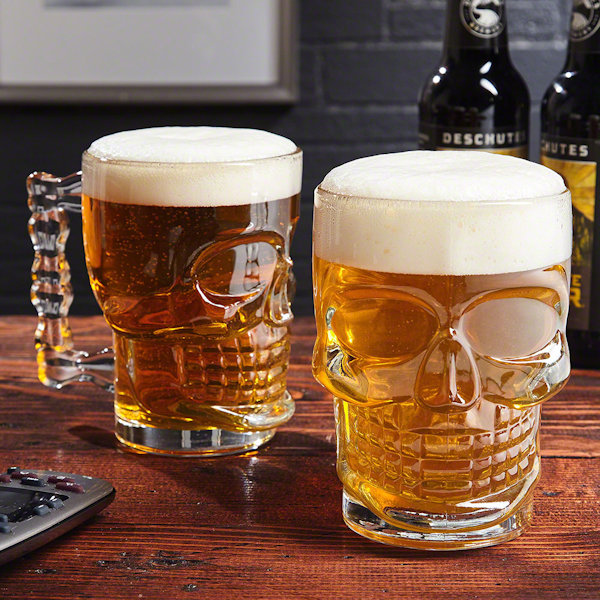 Glass Skull Beer Mug - Skeleton Brew