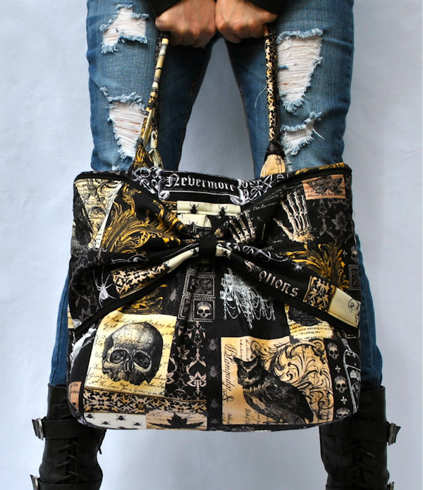 Gothic Bag With Ravens, Skulls and More