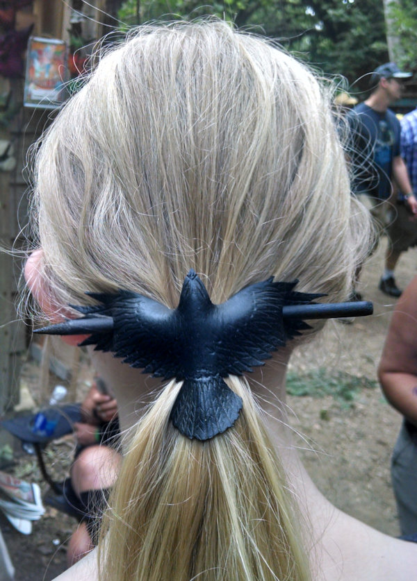 Raven Leather Hair Barrette
