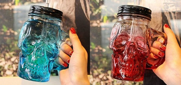 Skull Mason Jar Mugs