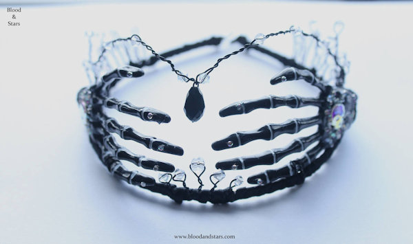 Black Skeleton Bone Hands Tiara
