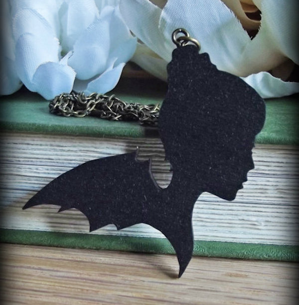 Bat Girl Cameo Necklace